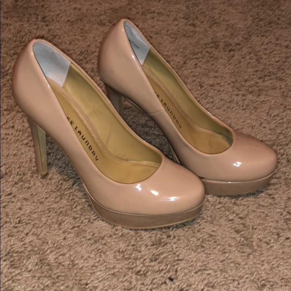 Patent Nude Chinese Laundry 4” Platform Heels
